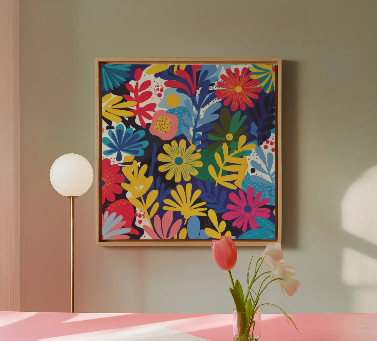 Explosive Petal Riot canvas with Floater frame by Moon Revolver