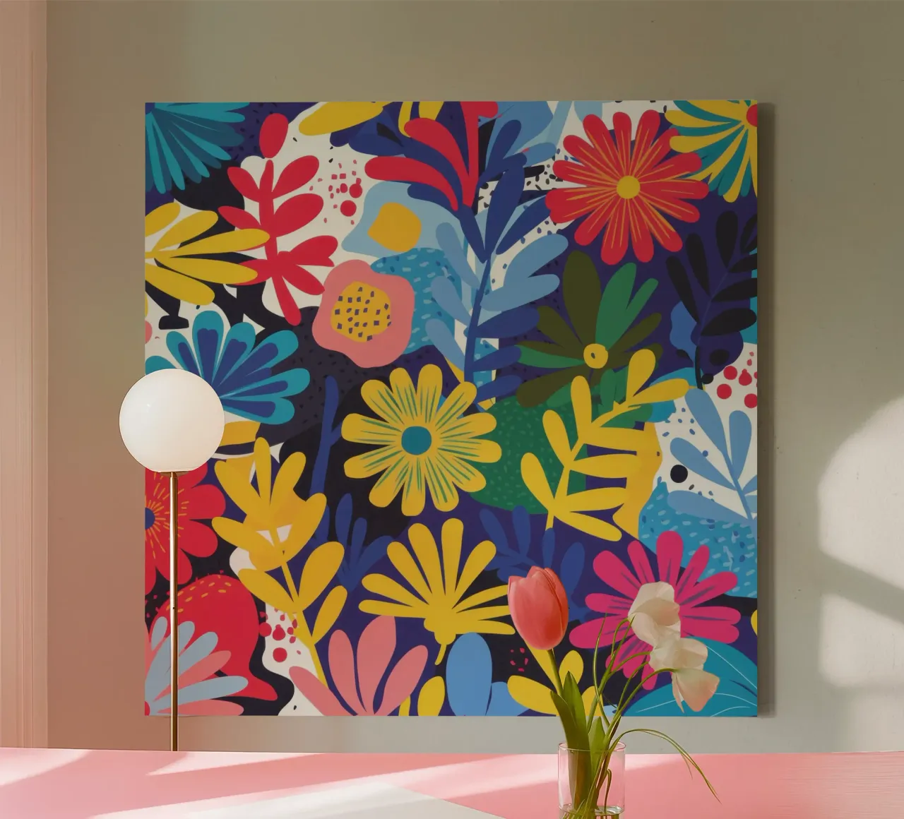Explosive Petal Riot canvas with Floater frame by Moon Revolver