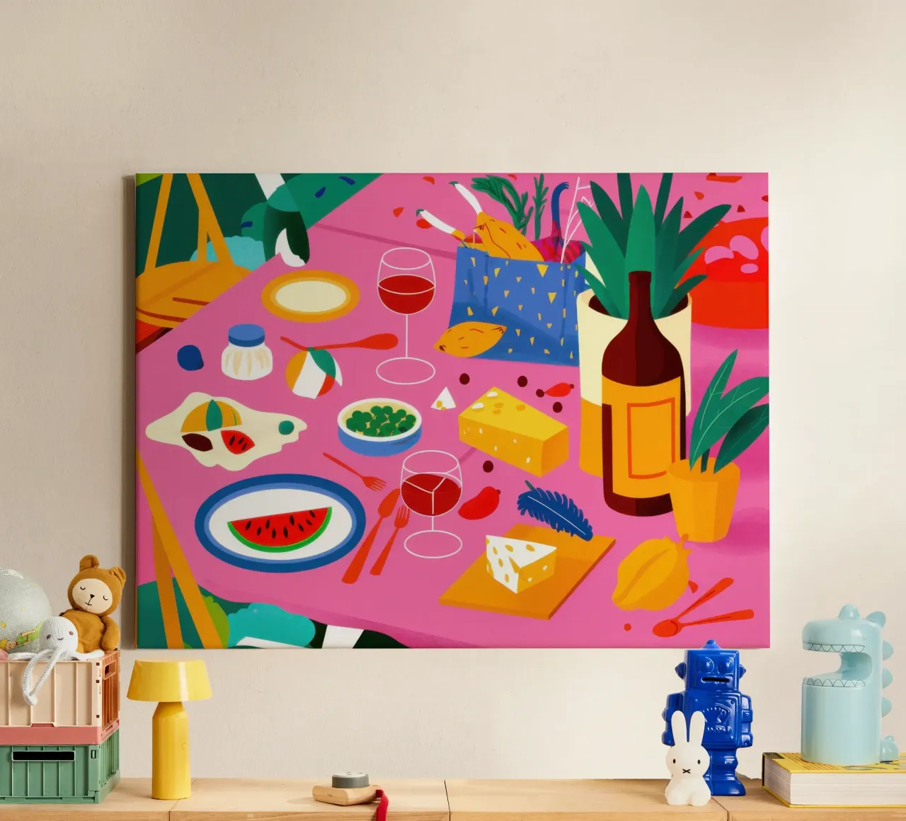 Chromatisch Picknickspread canvas met Baklijst van Moon Revolver