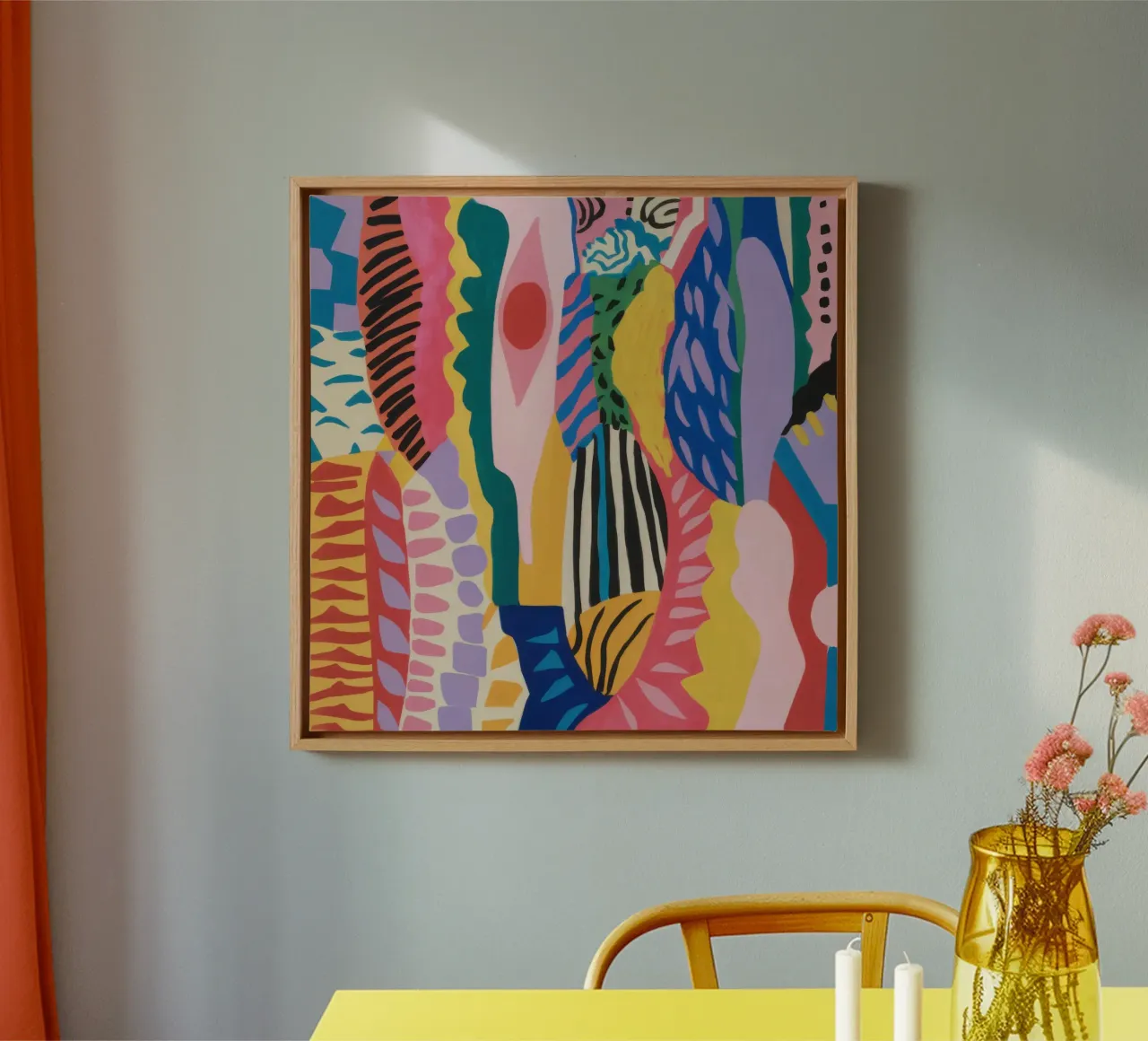Gestructureerde abstracte cascade canvas met Baklijst van Moon Revolver