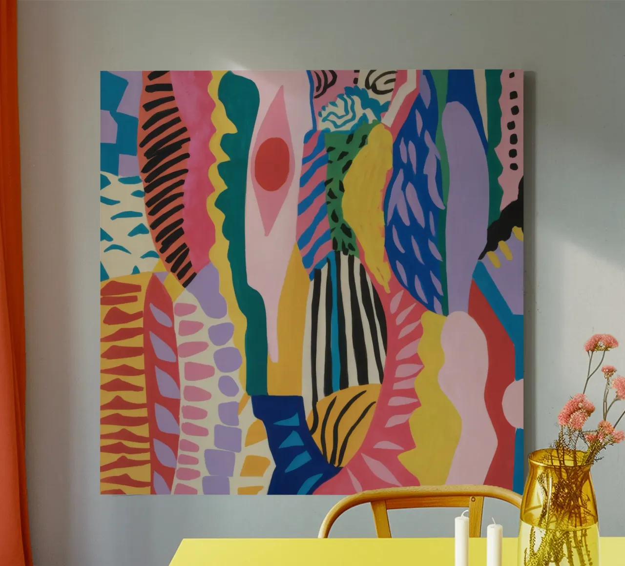 Gestructureerde abstracte cascade canvas met Baklijst van Moon Revolver