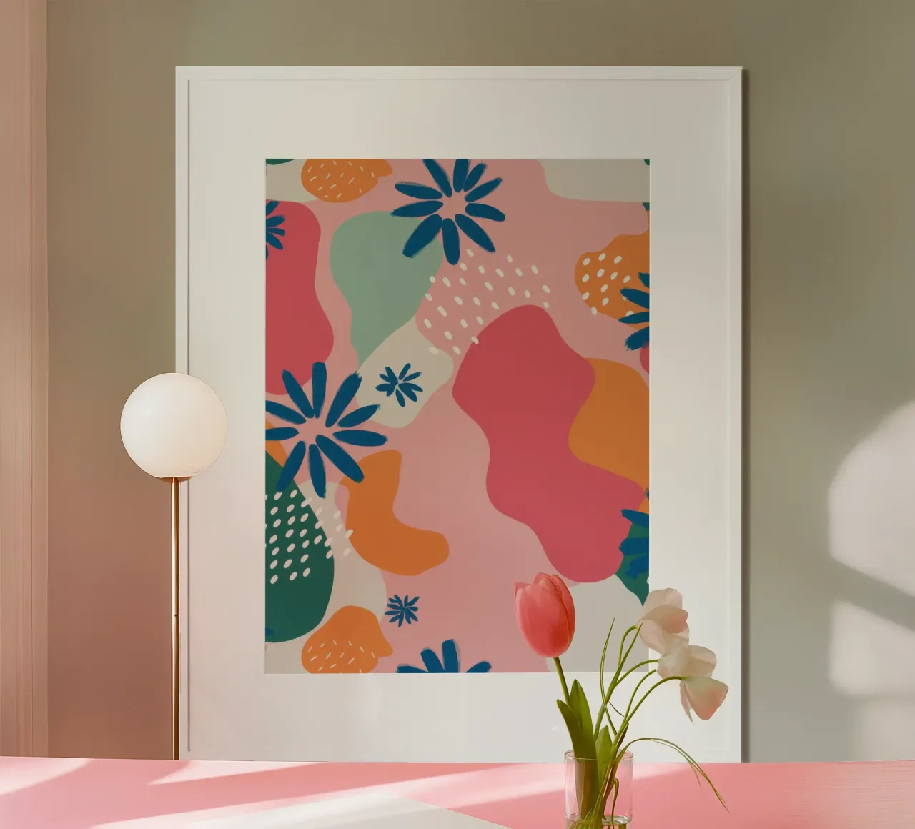 Alegres flores pastel poster con marco de madera de Moon Revolver