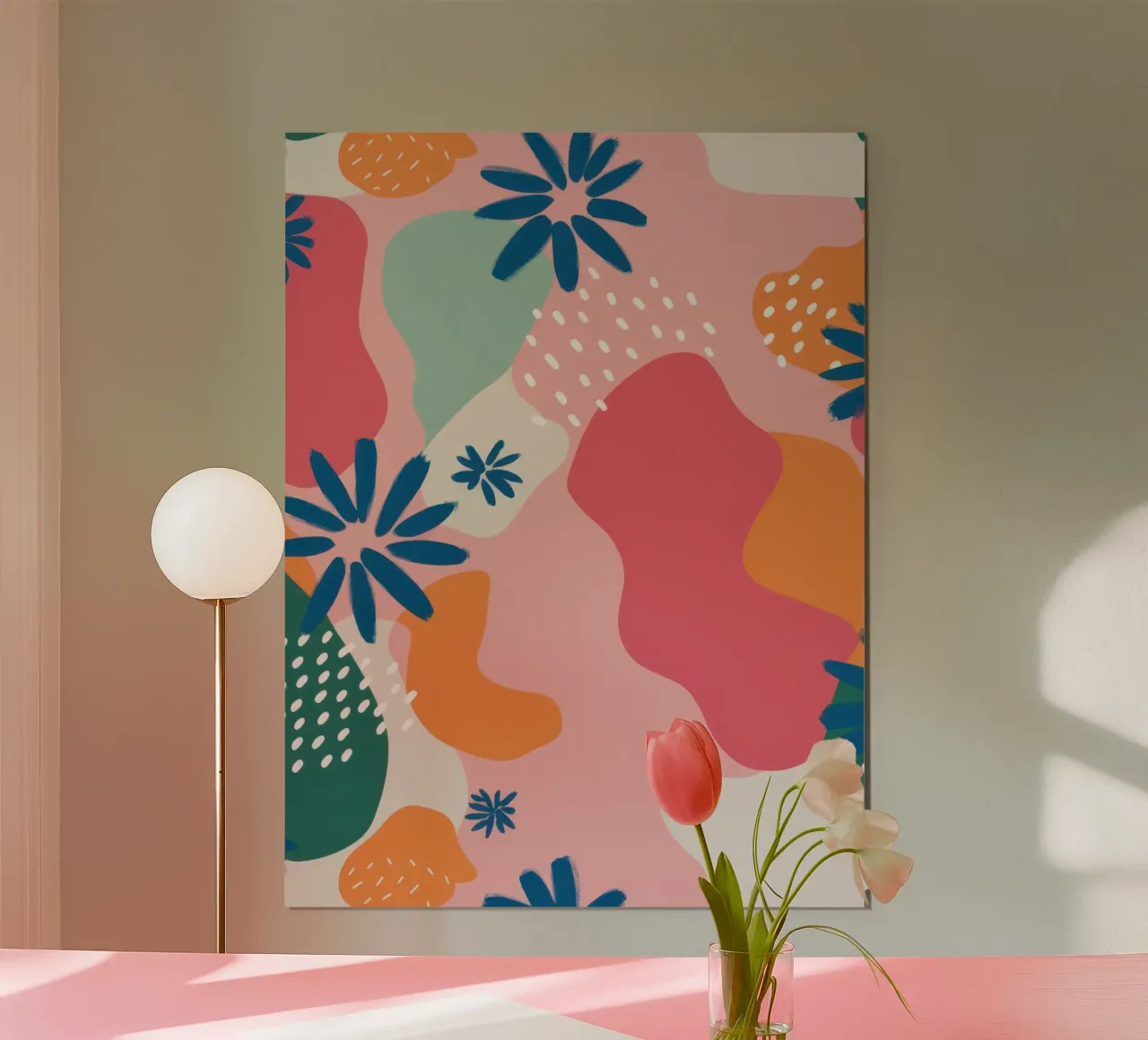 Alegres flores pastel poster con marco de madera de Moon Revolver