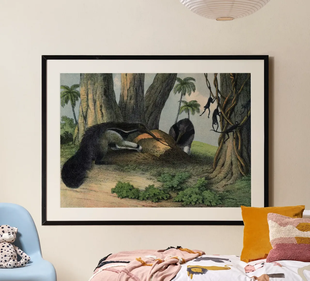 Vintage Kolb 8 Tafel 48 Ameisenbär poster con telaio in legno da Vintage Print Collection