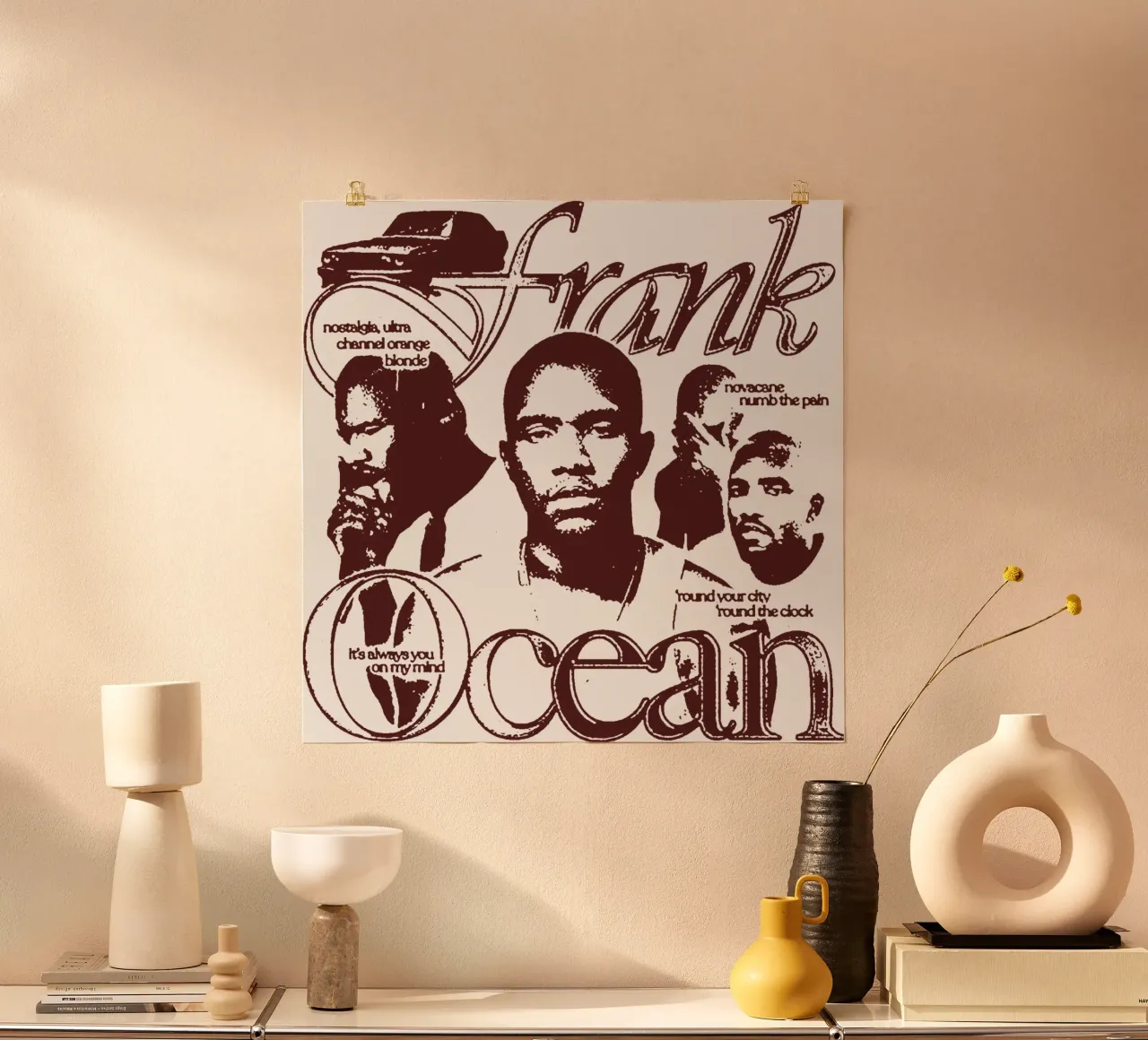 Silhouette Frank Ocean poster con telaio in alluminio da imstildreaming