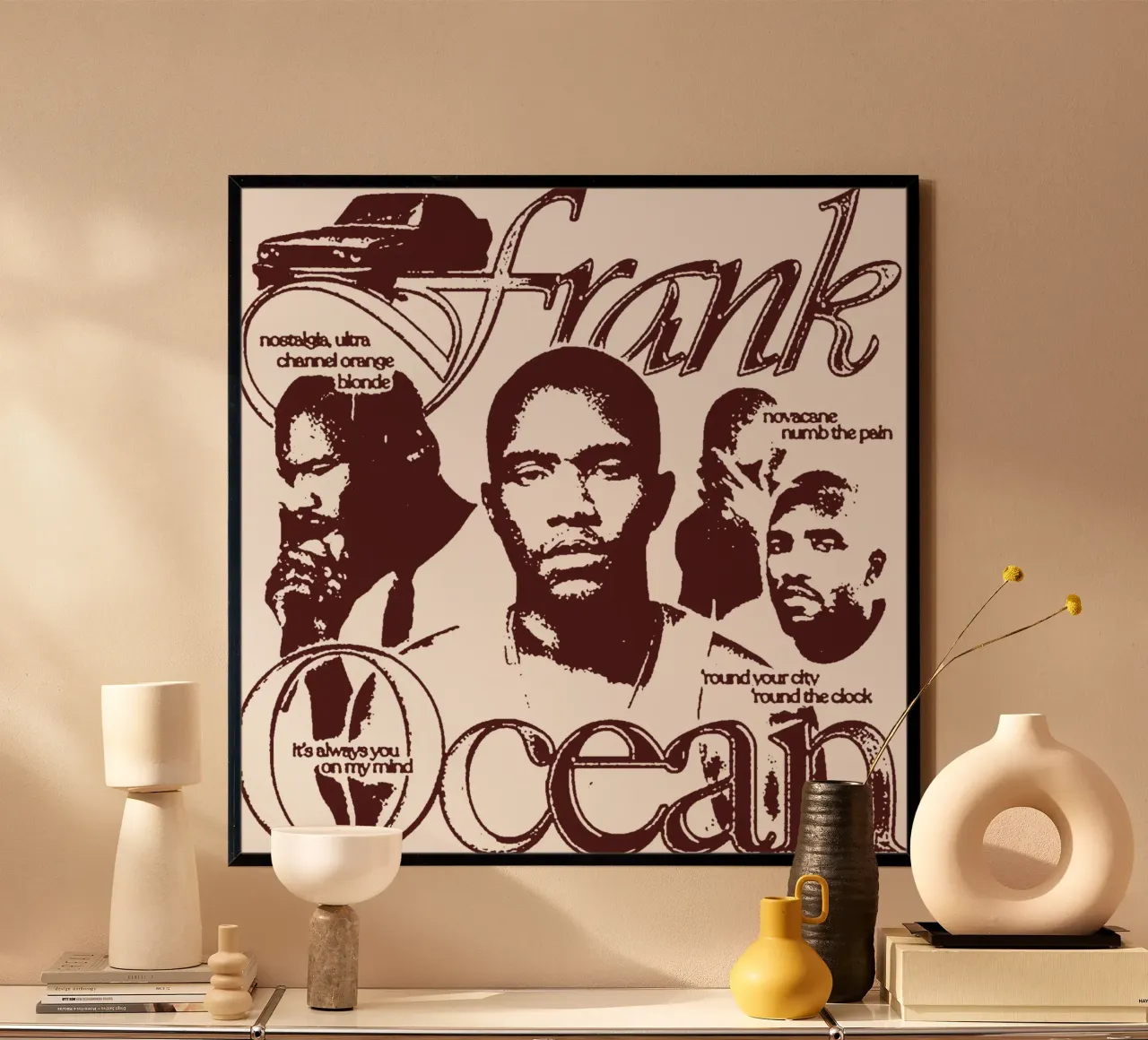 Silhouette Frank Ocean poster con telaio in alluminio da imstildreaming
