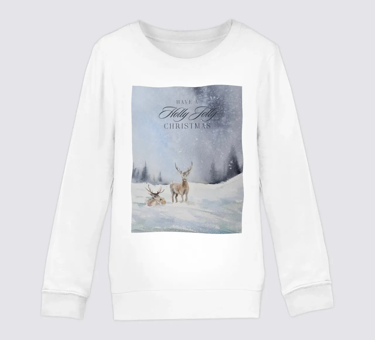 Renne in un bosco invernale con la scritta Have a Holly Jolly Chr felpa bambino da Studio Vibe