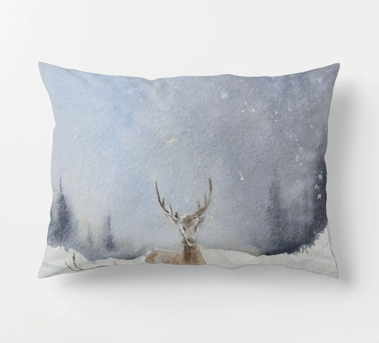 Renne in un bosco invernale con la scritta Have a Holly Jolly Chr cuscino da Studio Vibe