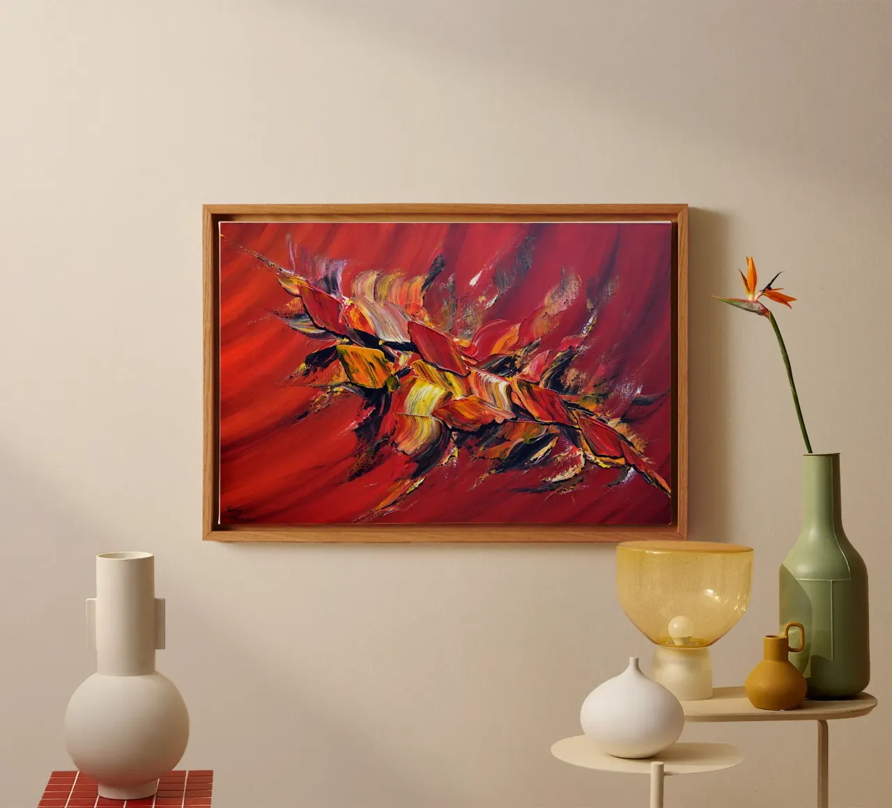 L'uccello di fuoco tela con Cornice a cassetta da Thierry Vobmann Abstract painting