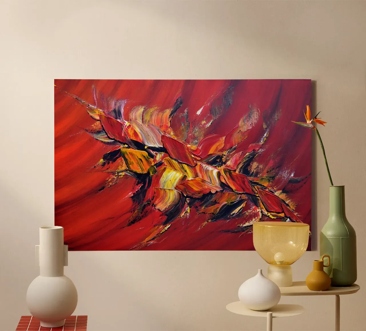 L'uccello di fuoco tela con Cornice a cassetta da Thierry Vobmann Abstract painting
