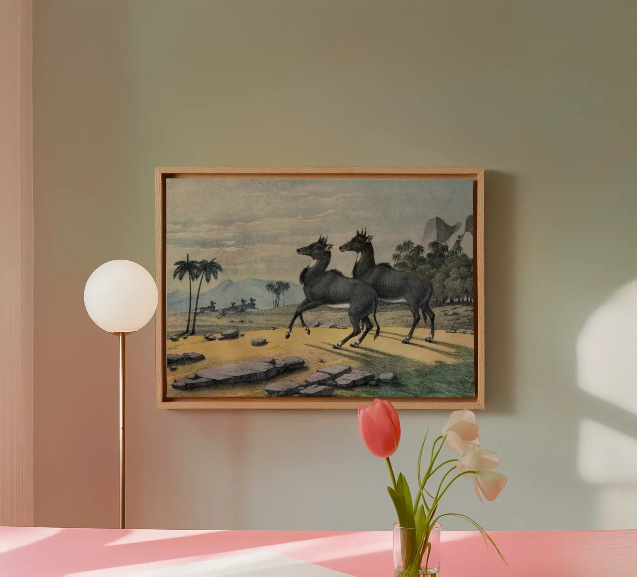 Vintage Kolb 9 Tafel 15 Nylgau tela con Cornice a cassetta da Vintage Print Collection