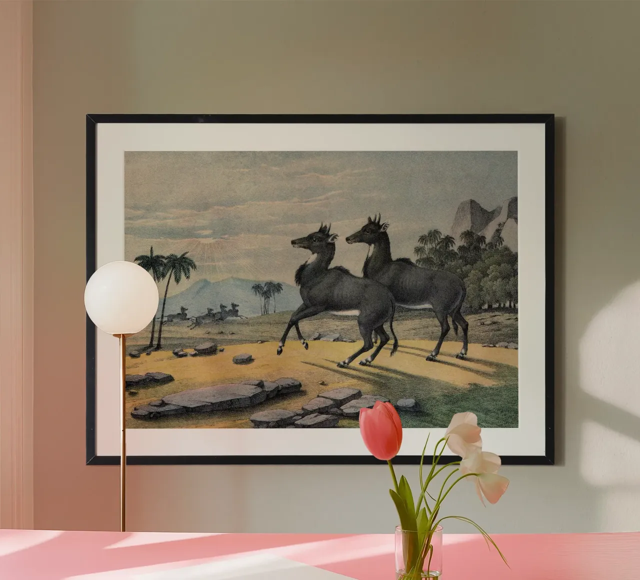 Vintage Kolb 9 Tafel 15 Nylgau poster con telaio in plastica da Vintage Print Collection