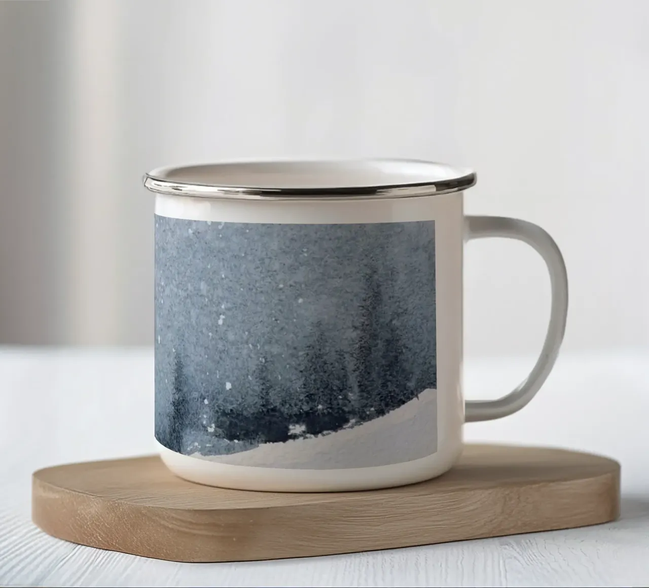 Winterlandschap in de sneeuw met de beste tijd van het jaar emaille mok van Studio Vibe