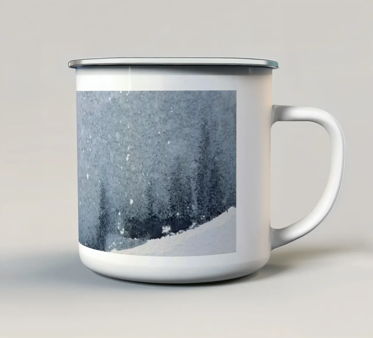 Winterlandschap in de sneeuw met de beste tijd van het jaar emaille mok van Studio Vibe