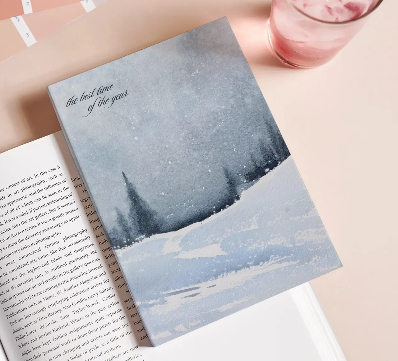 Winter landscape in the snow with saying the best time of year notebook by Studio Vibe
