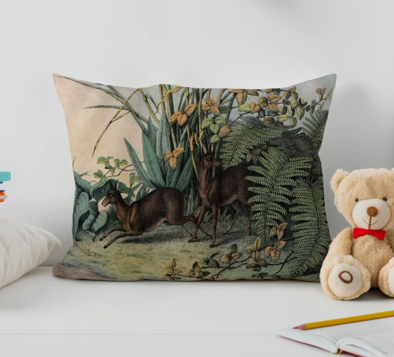 Vintage Kolb 9 Tafel 16 Moschusthier cuscino da Vintage Print Collection