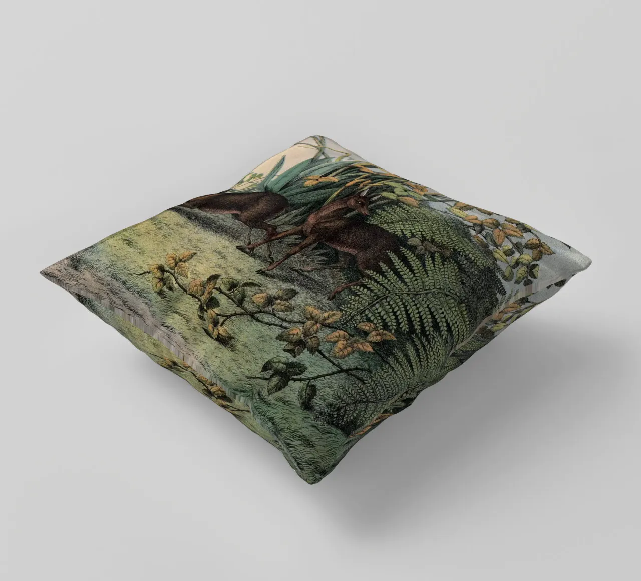 Vintage Kolb 9 Tafel 16 Moschusthier cuscino da Vintage Print Collection