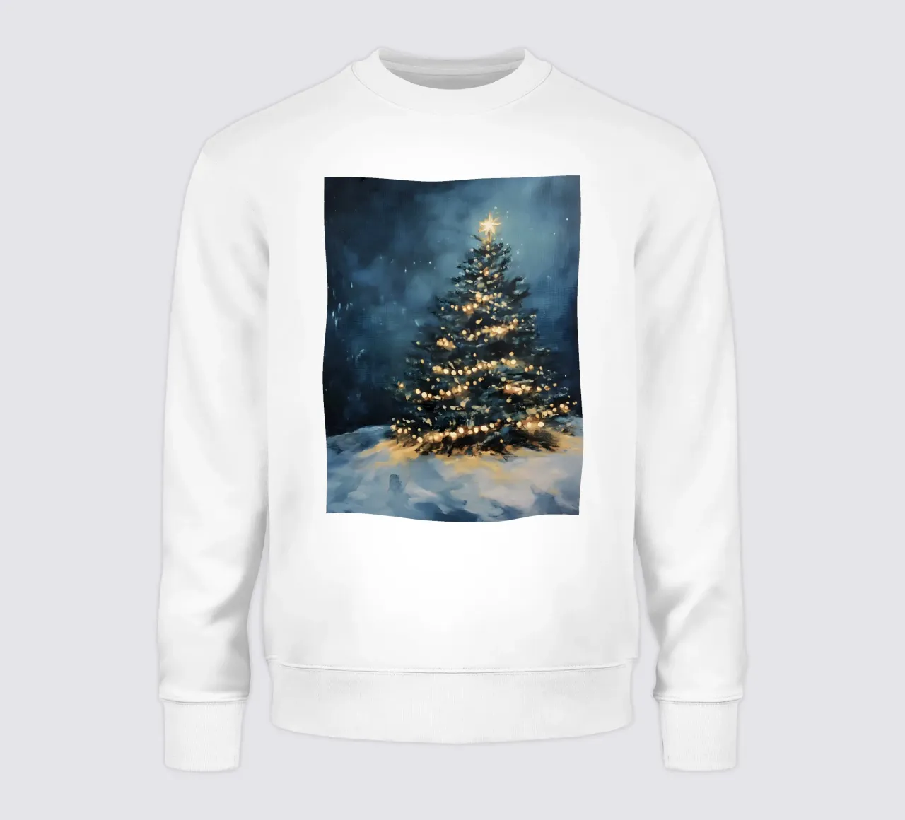 Albero di Natale luminoso nella neve con una stella scintillante felpa da Studio Vibe