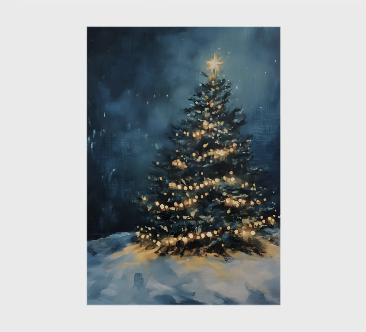 Glowing Christmas tree in the snow with a twinkling star notebook by Studio Vibe