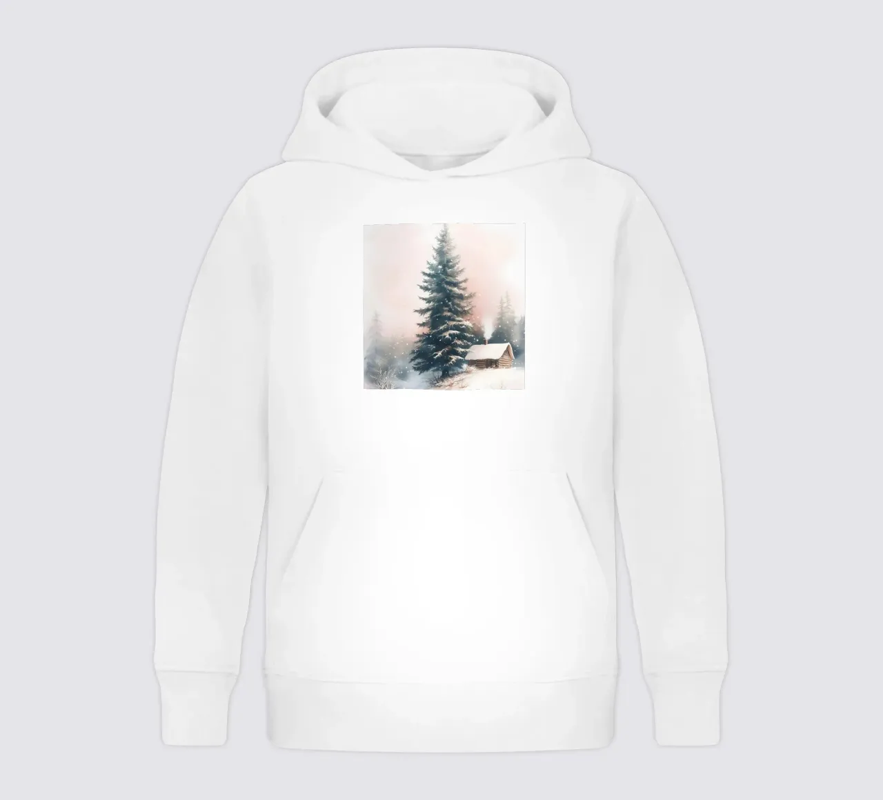 Romantico rifugio invernale in una foresta innevata con ruscello felpa bambino con cappuccio da Studio Vibe