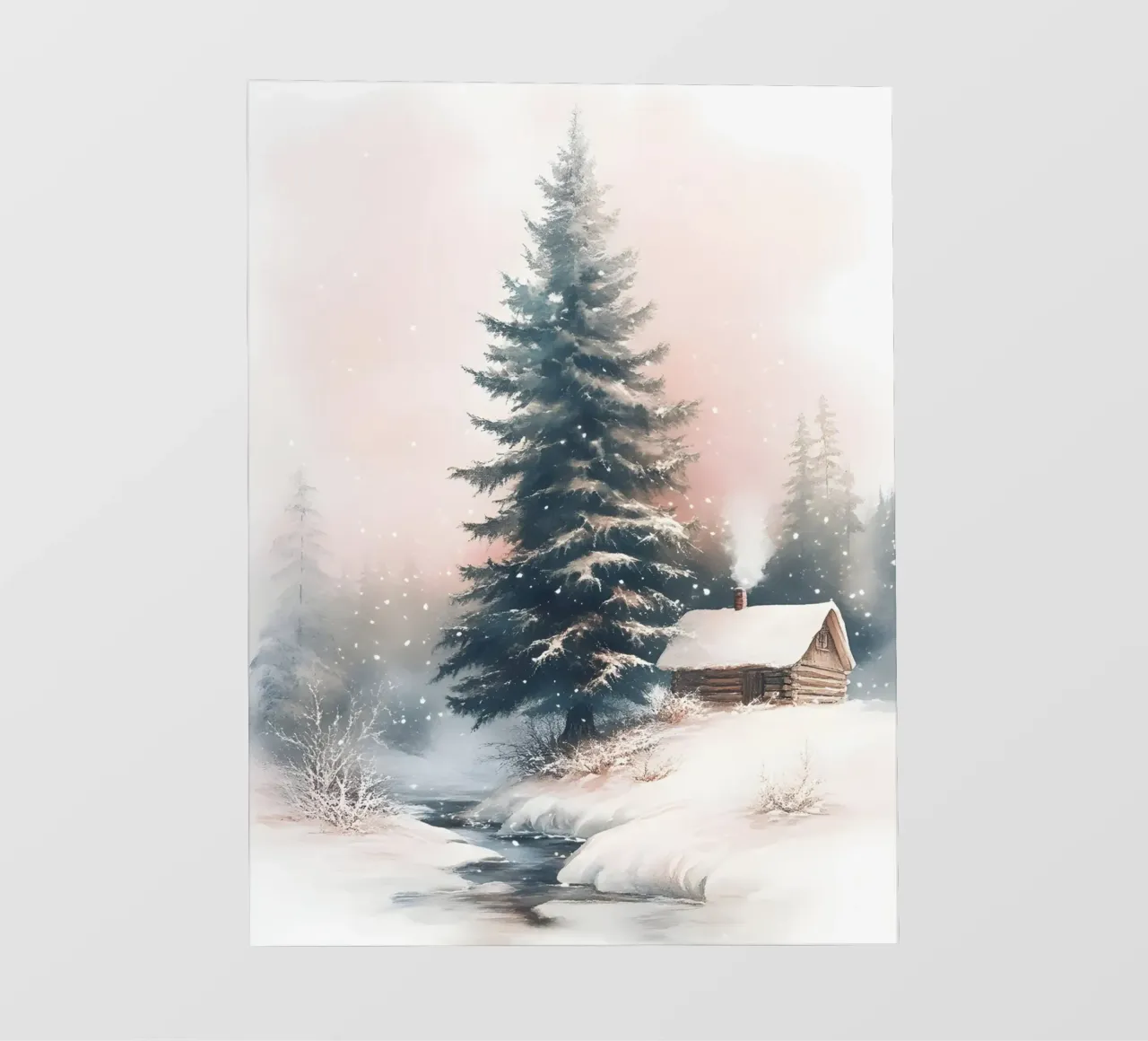 Romantico rifugio invernale in una foresta innevata con ruscello telo in pvc da Studio Vibe