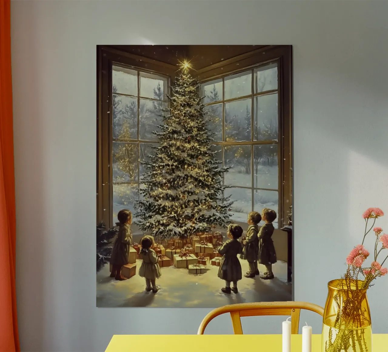 Bambini natalizi nostalgici sull'albero - arte invernale poster da Studio Vibe