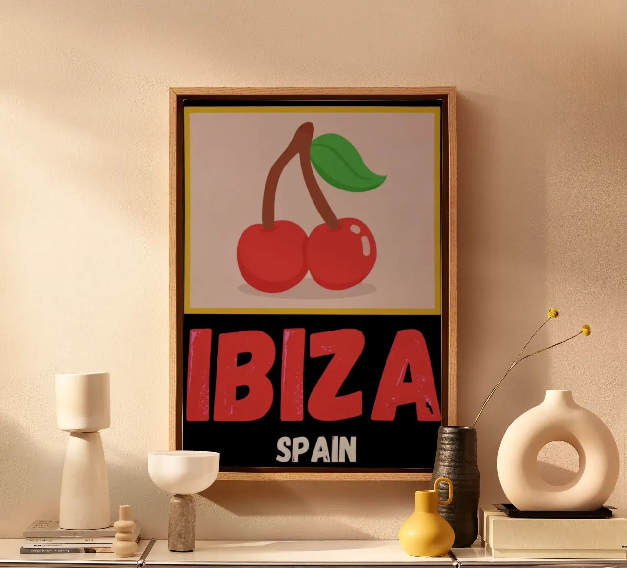 Ibiza Spagna Battito delle Baleari tela con Cornice a cassetta da sophielouise.designs