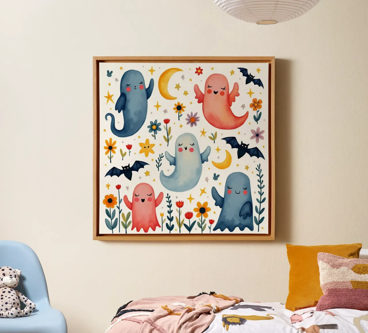 Kawaii Ghosts tela con Cornice a cassetta da Sasyall Graphics