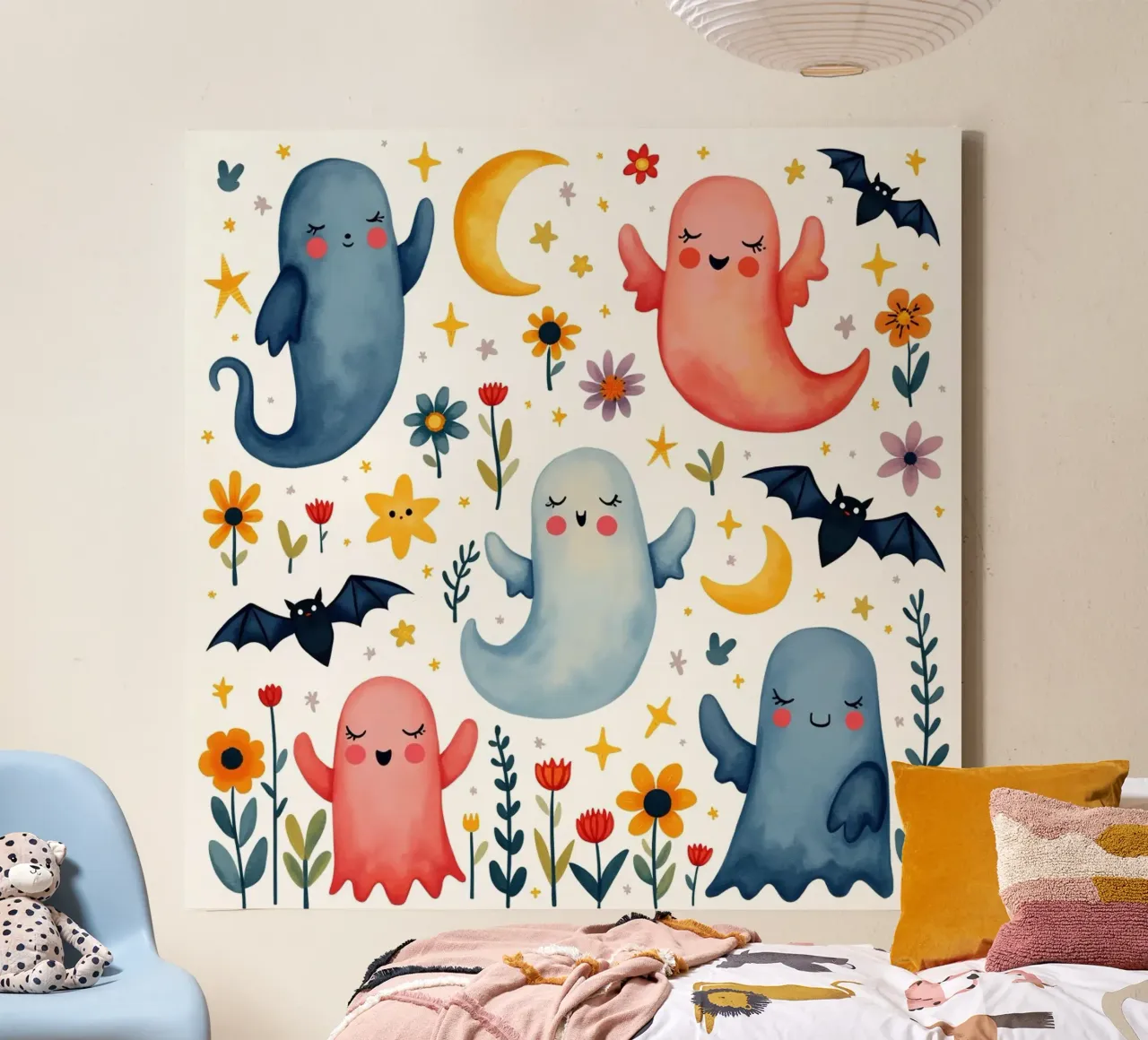 Kawaii Ghosts tela con Cornice a cassetta da Sasyall Graphics
