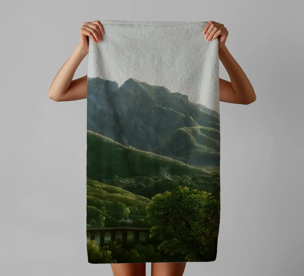View of the Bridge and Part of the Town of Cava towel by vintageshop