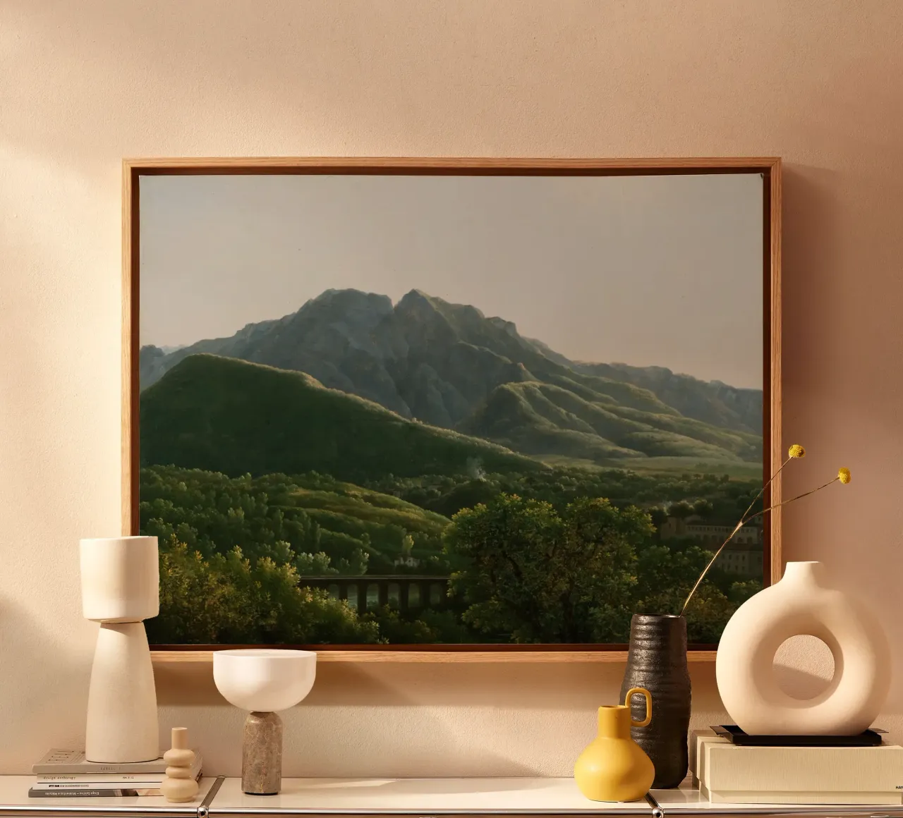 View of the Bridge and Part of the Town of Cava canvas with Floater frame by vintageshop
