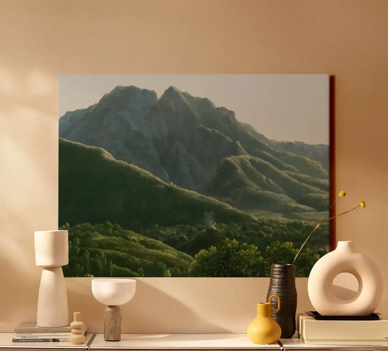 View of the Bridge and Part of the Town of Cava canvas with Floater frame by vintageshop