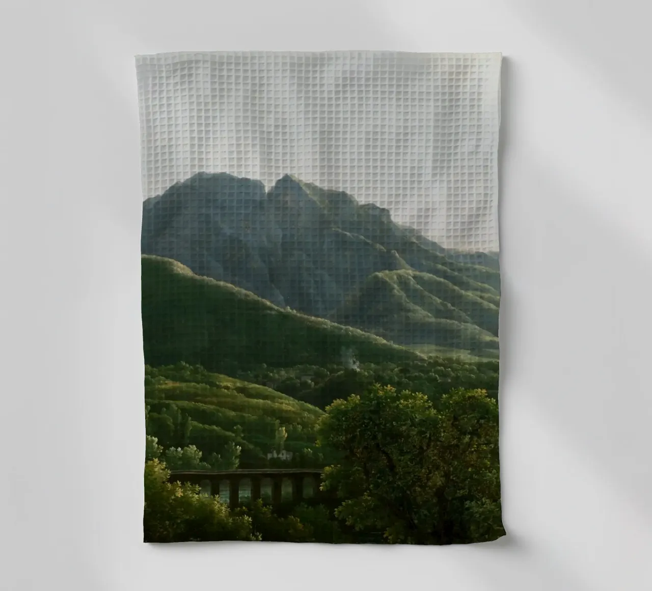 View of the Bridge and Part of the Town of Cava torchon de vintageshop