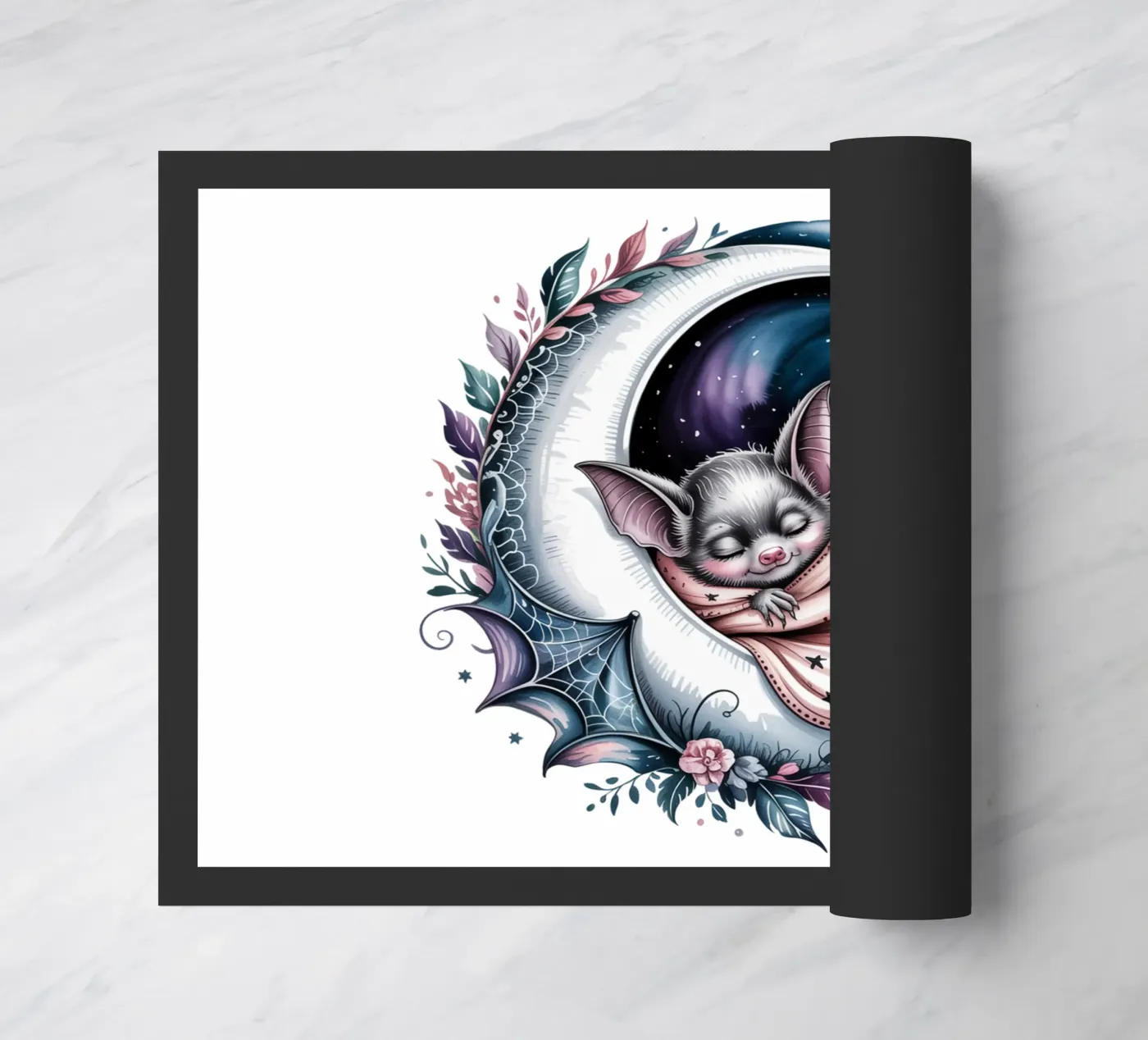 Sleeping bat doormat by Sasyall Graphics