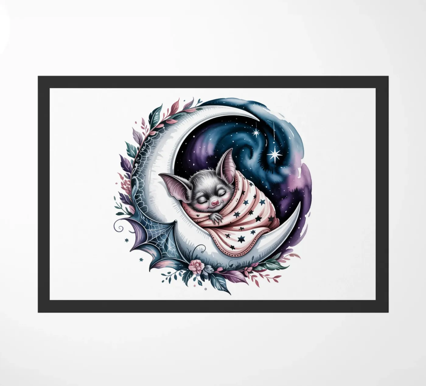 Sleeping bat doormat by Sasyall Graphics