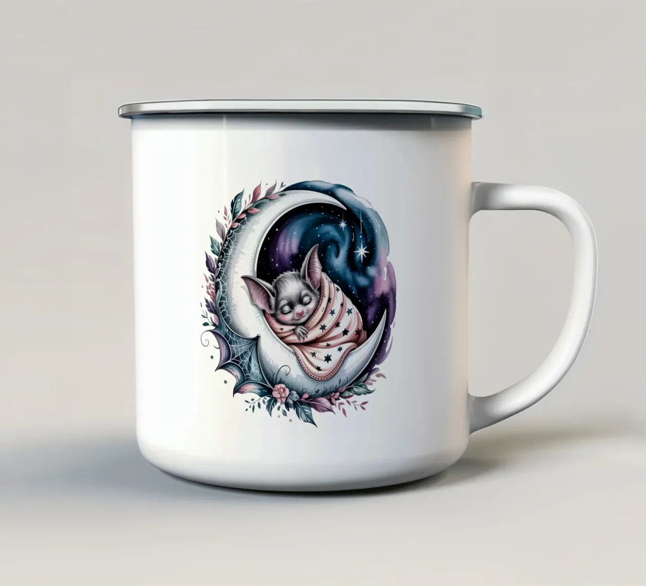 Sleeping bat tazza in smalto da Sasyall Graphics
