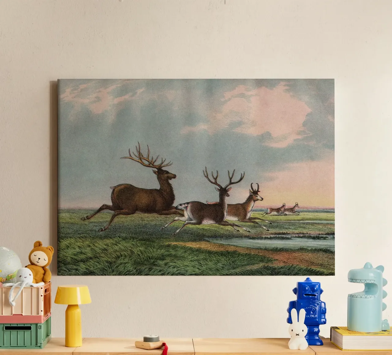 Vintage Kolb 9 Tafel 54 Hirsch canvas met Baklijst van Vintage Print Collection