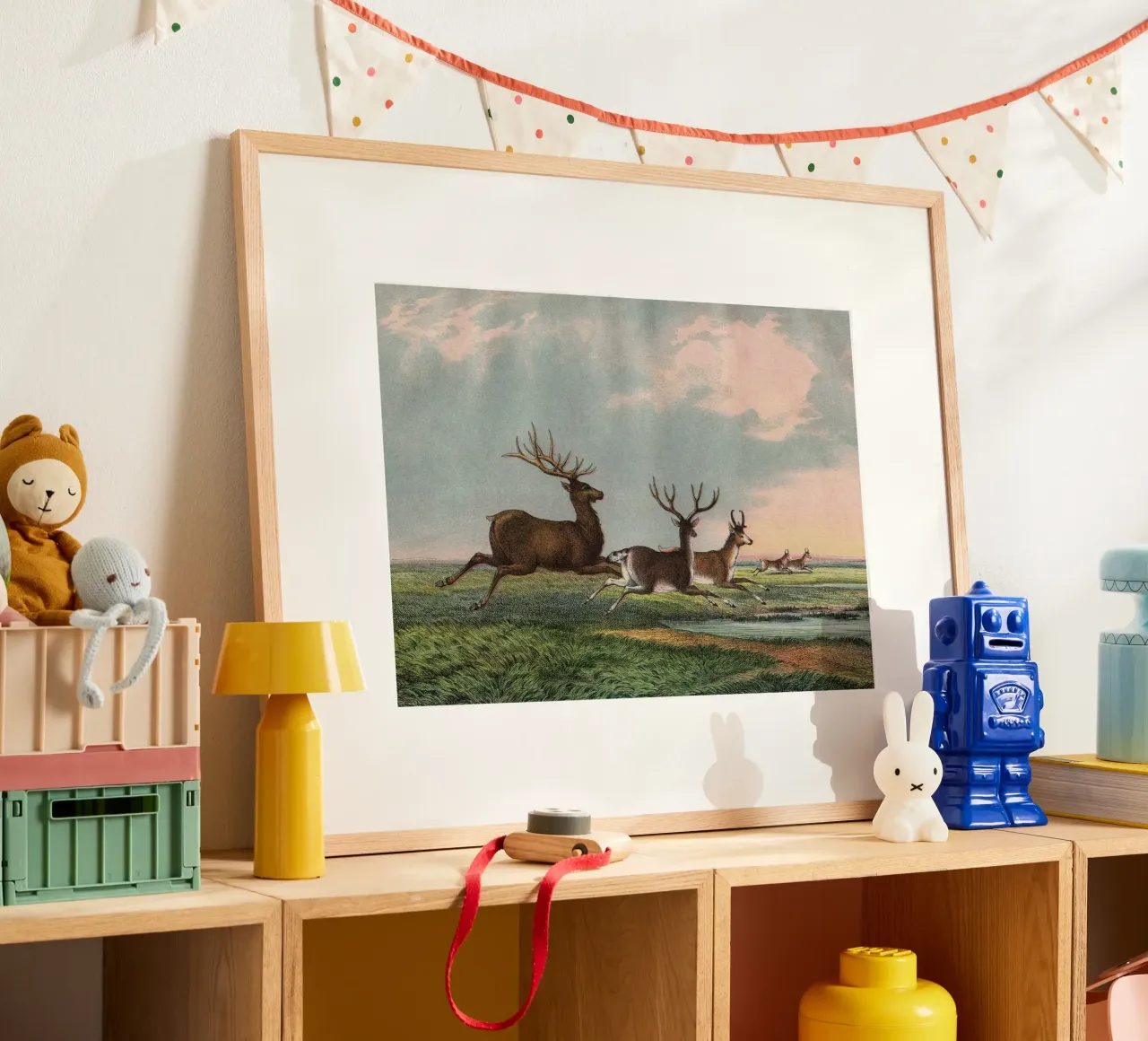 Vintage Kolb 9 Tafel 54 Hirsch poster con telaio in legno da Vintage Print Collection