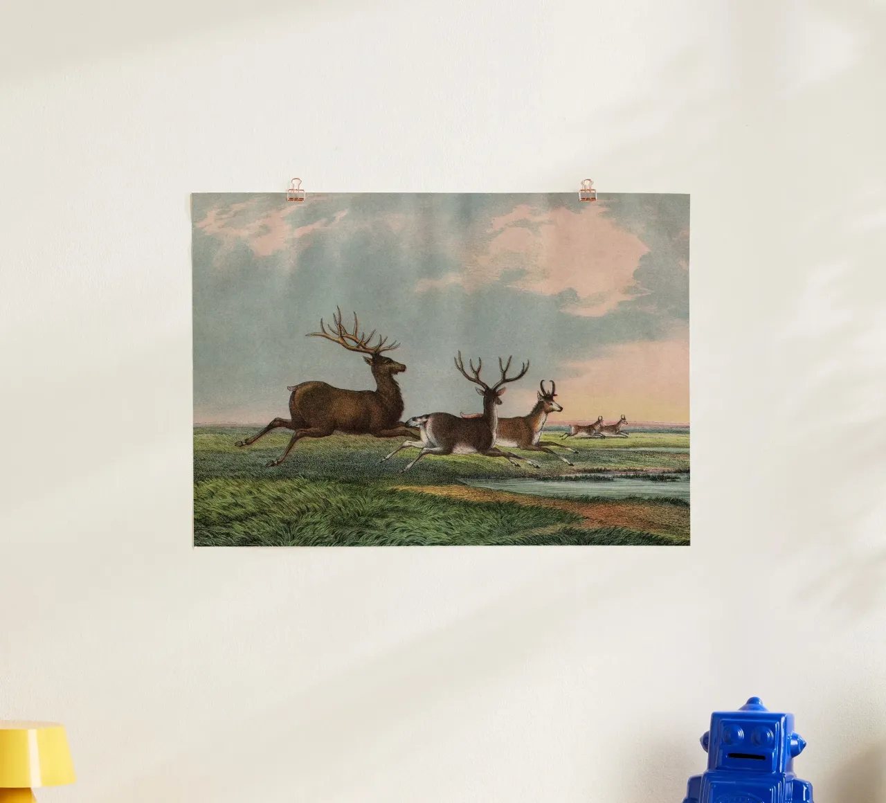 Vintage Kolb 9 Tafel 54 Hirsch poster con telaio in legno da Vintage Print Collection