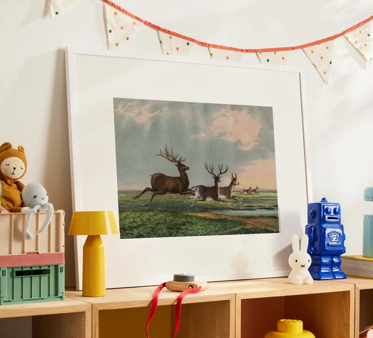 Vintage Kolb 9 Tafel 54 Hirsch poster con telaio in legno da Vintage Print Collection