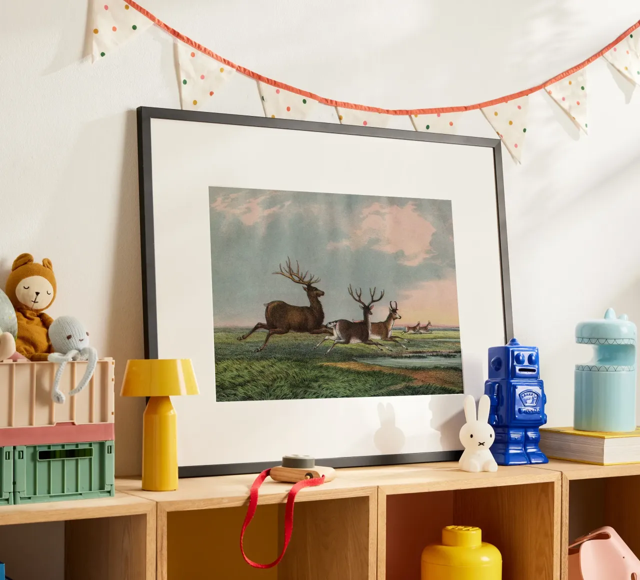 Vintage Kolb 9 Tafel 54 Hirsch poster con telaio in legno da Vintage Print Collection