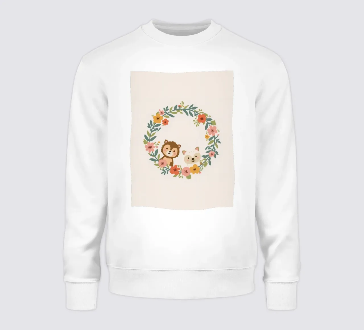 Orsetto e volpe in una ghirlanda floreale felpa da DesignDoodle