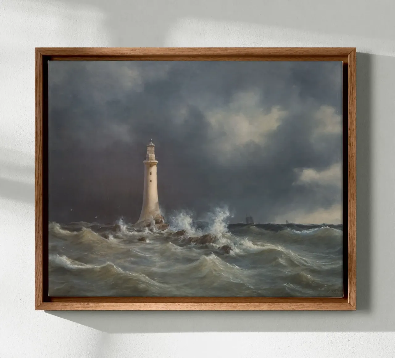 Eddystone Lighthouse tela con Cornice a cassetta da vintageshop