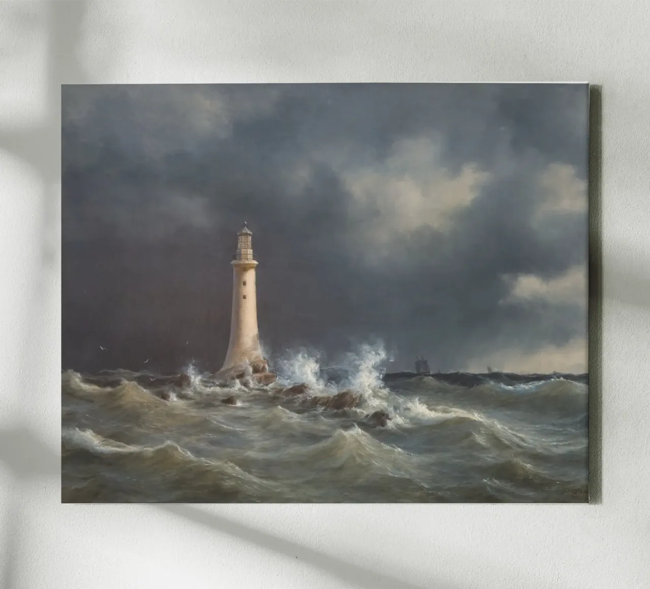 Eddystone Lighthouse tela con Cornice a cassetta da vintageshop