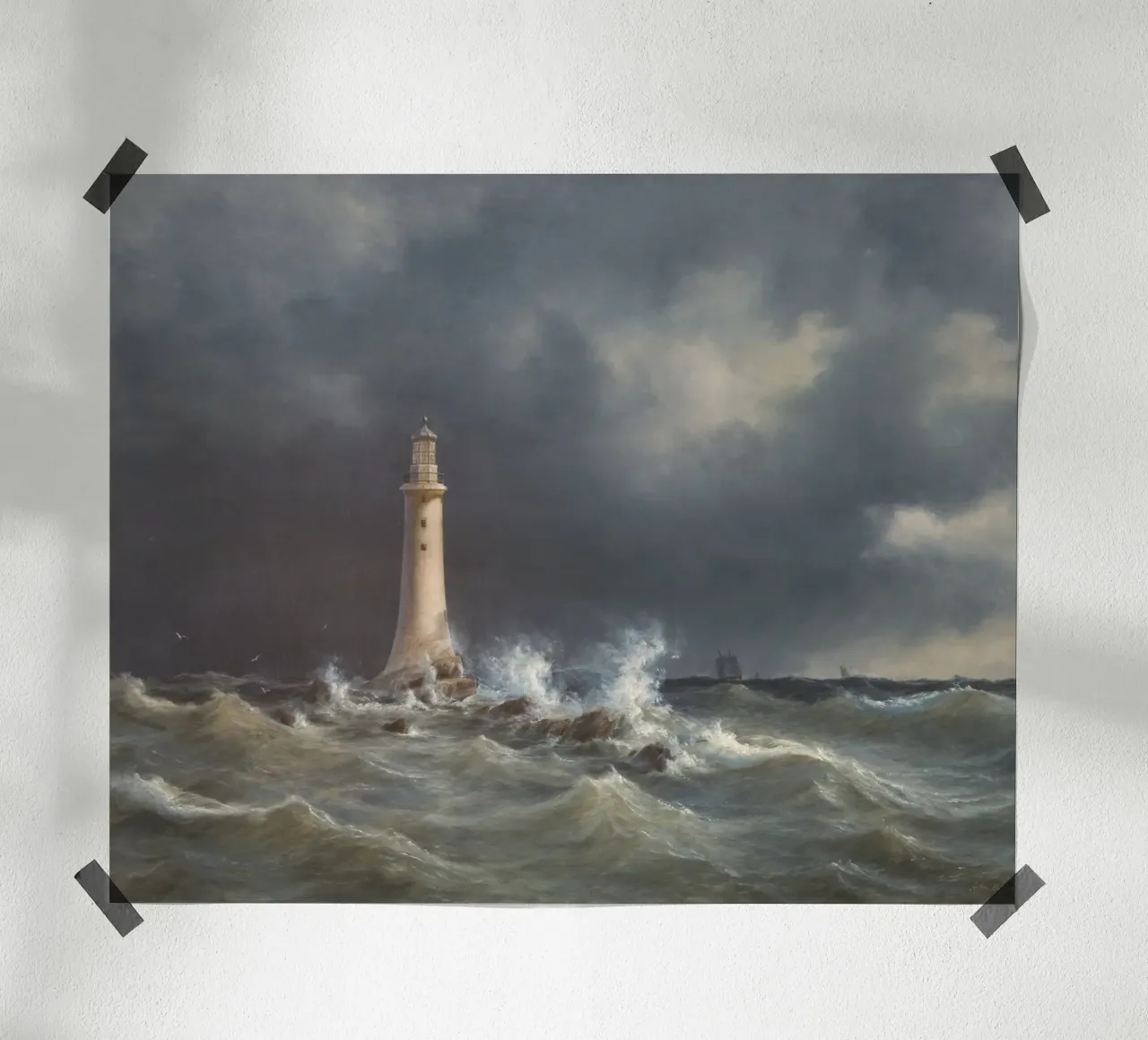 Eddystone Lighthouse poster con telaio in alluminio da vintageshop