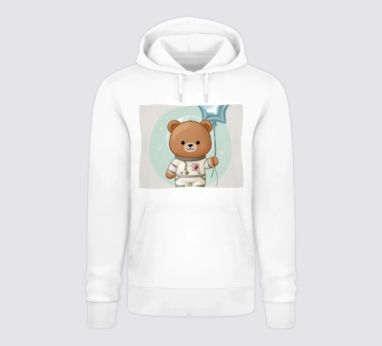 Orso astronauta dei cartoni animati con in mano un palloncino a forma di stella felpa con cappuccio da DesignDoodle
