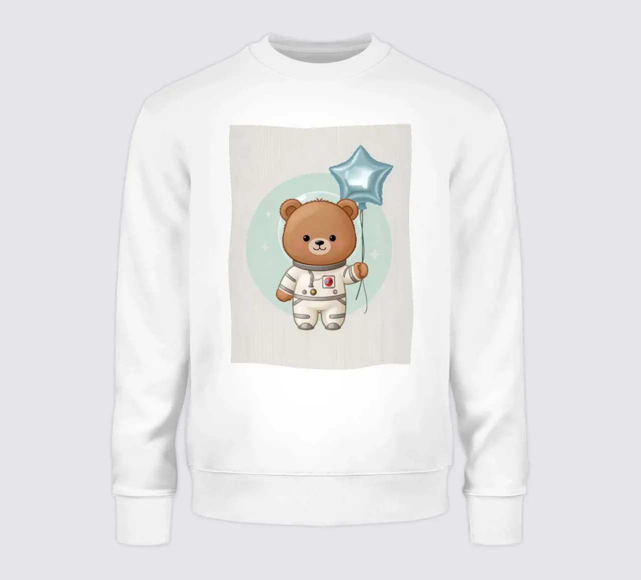 Orso astronauta dei cartoni animati con in mano un palloncino a forma di stella felpa da DesignDoodle