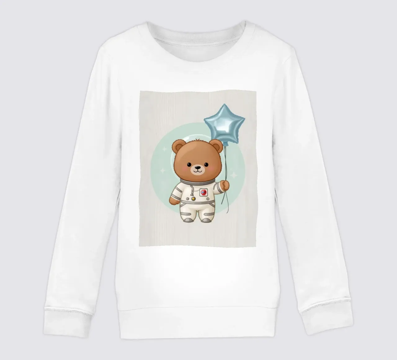 Orso astronauta dei cartoni animati con in mano un palloncino a forma di stella felpa bambino da DesignDoodle