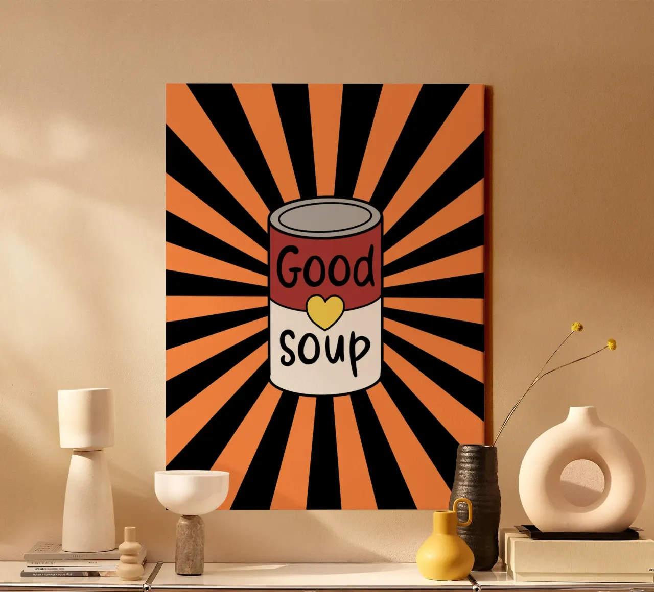 Retro soup tela con Cornice a cassetta da PinkCandyWalls