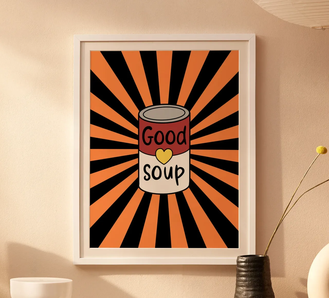 Retro soup poster con telaio in plastica da PinkCandyWalls